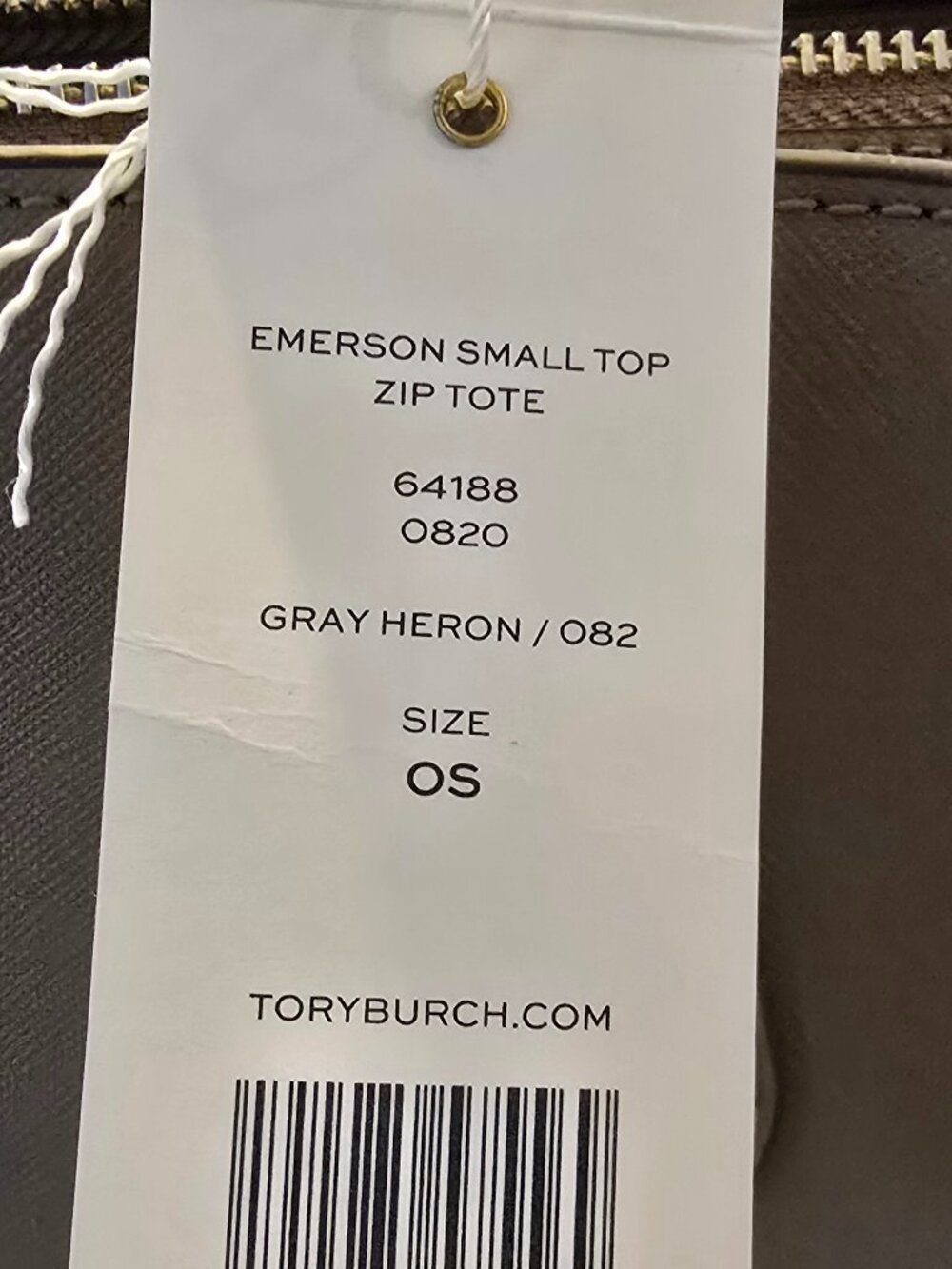 NWT Tory Burch Emerson Small Top Zip Tote Gray Heron - Picture 4 of 4